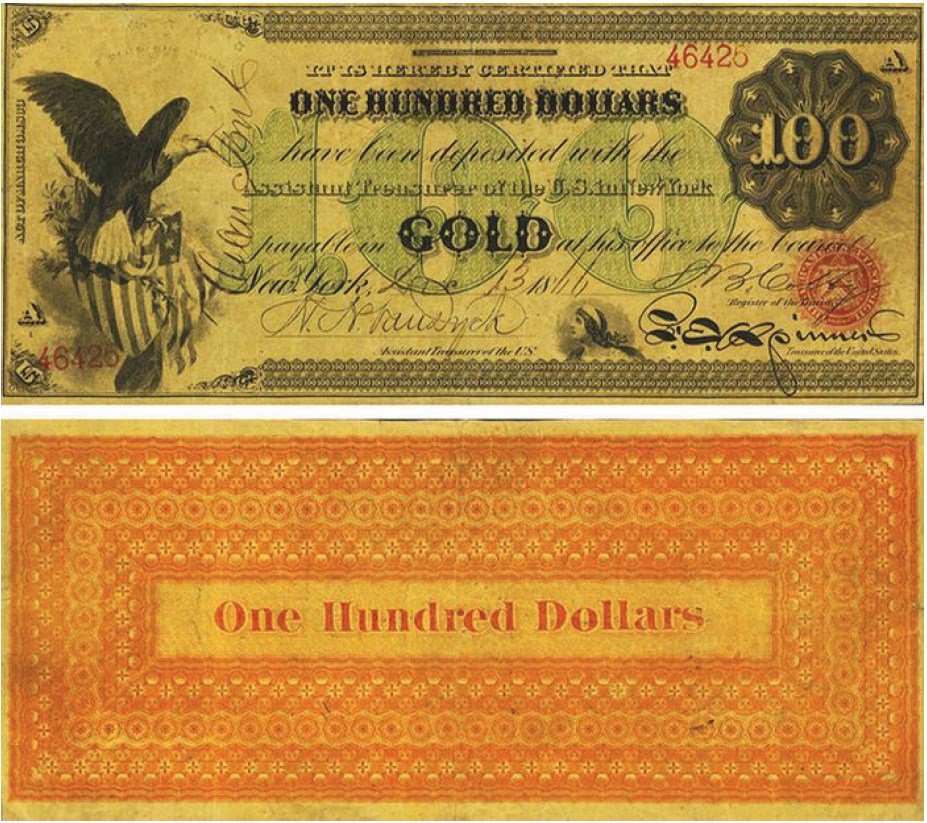 $100 1863 год с Оливером Перри