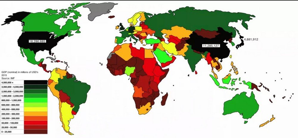 Карта мира с указанием ВВП